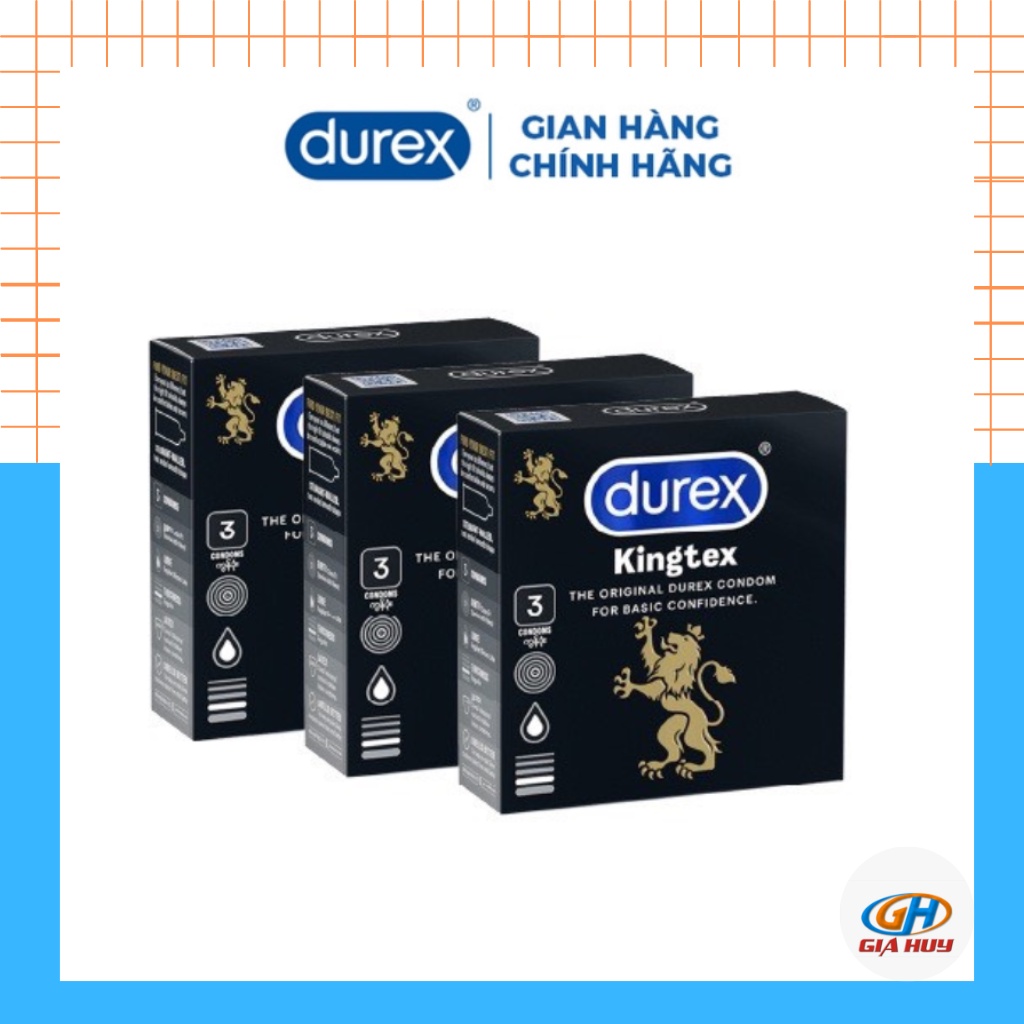 Combo 3 hộp bao cao su durex kingtex ôm sát hộp 3c siêu an toàn