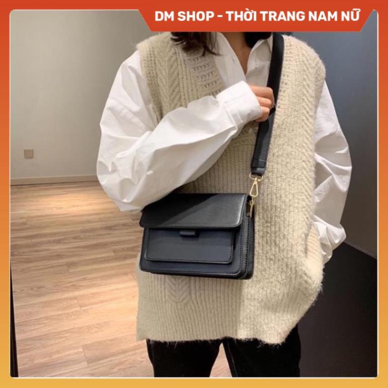 Túi xách đeo chéo kiểu dáng basic đen nâu , Túi sách đeo vai phong cách đơn giản thời trang đi làm đi chơi - dm shop
