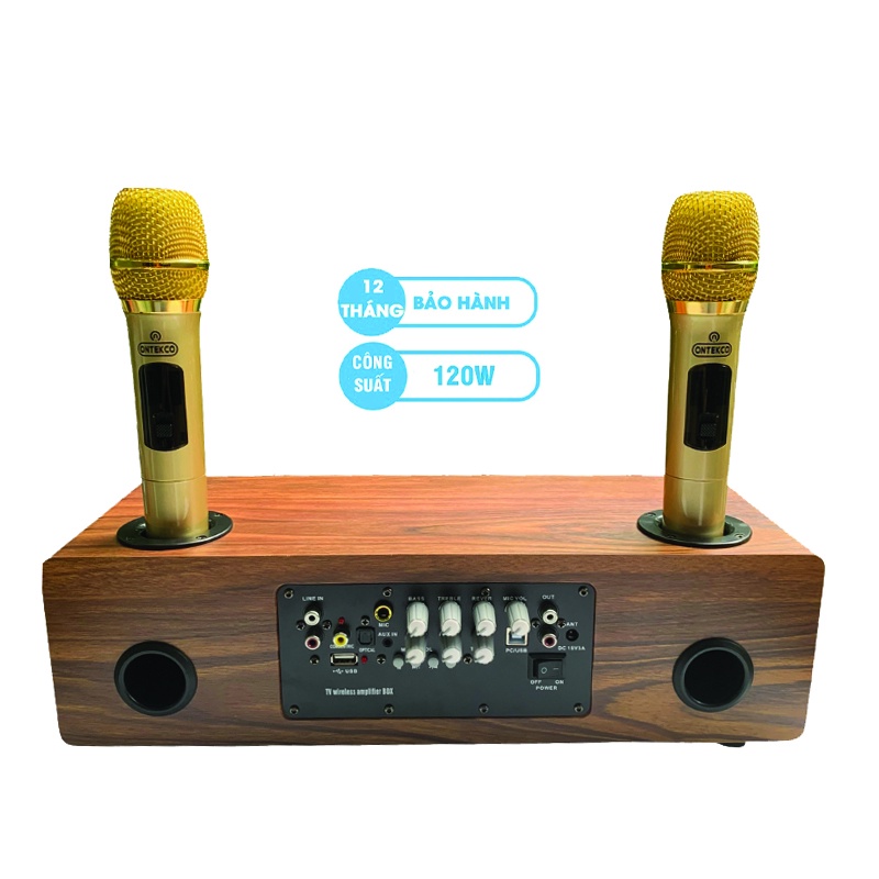 Bộ âm thanh karaoke gia đình không dây Ontekco A300 kèm 2 micro không dây- Siêu cao cấp chính hãng