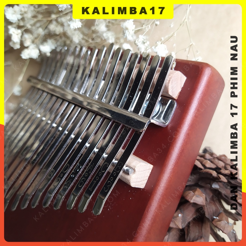 Đàn kalimba 17 phím cơ bản màu nâu, Kalimba gỗ tấm nguyên khối, Piano ngón tay cái , đồ chơi cho bé hấp dẫn kèm phụ kiện