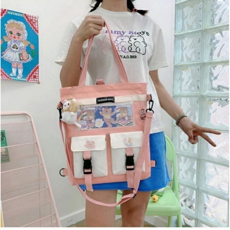 Túi tote đeo chéo, túi tote vải bố phong cách Hàn Quốc