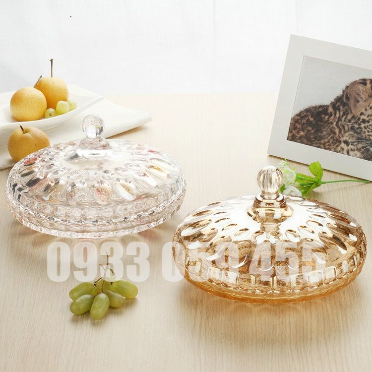 Khay mứt đựng bánh kẹo ngày Tết, dĩa hũ mứt thủy tinh pha lê