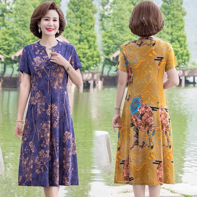 Đầm trung niên thun,váy thun trung niên cao cấp 2022