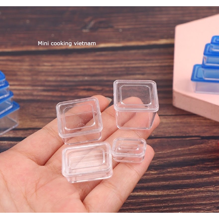 Set mô hình 4 hộp đồ ăn lock lock / Mini cooking vietnam