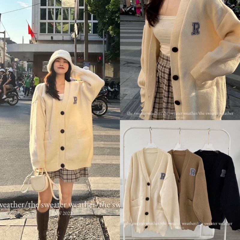 Áo khoác len form vừa chữ R phong cách ulzzang mã AoCDGchuR563_P7