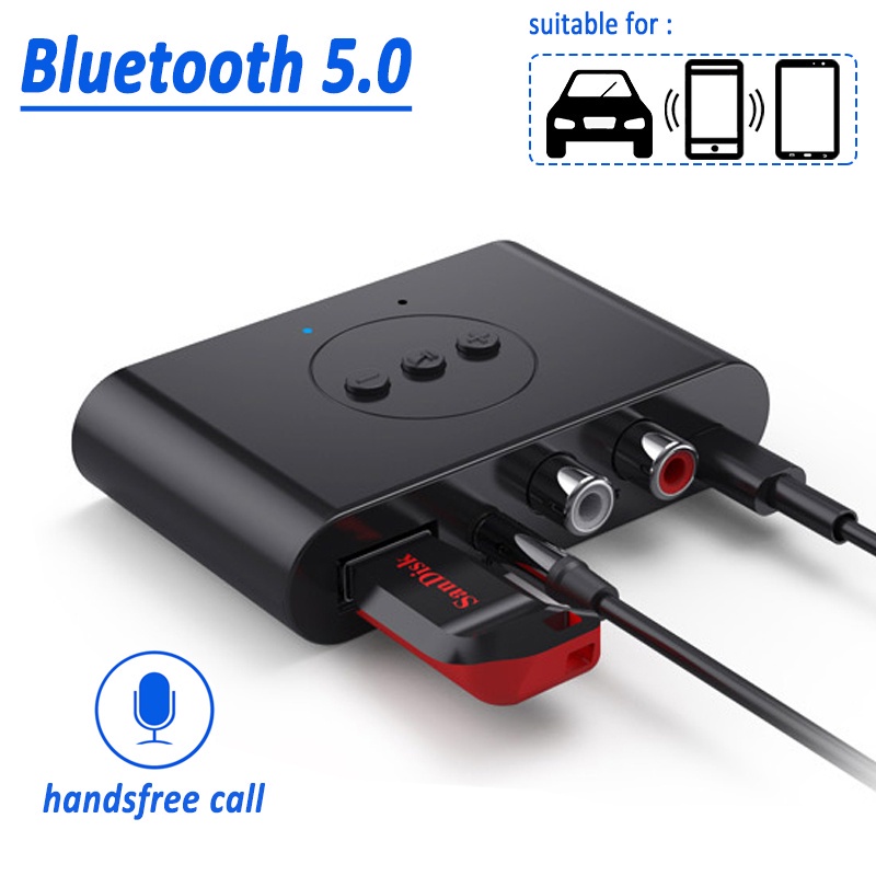 Đầu thu âm thanh BJONE kết nối bluetooth 5.0 RCA jack cắm 3.5mm cho loa ô tô tiện dụng