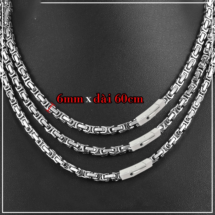Dây chuyền nam cao cấp inox kiểu ziczac 6ly khóa vuông xịn sò đem lại đẳng cấp, phong độ cho người đeo