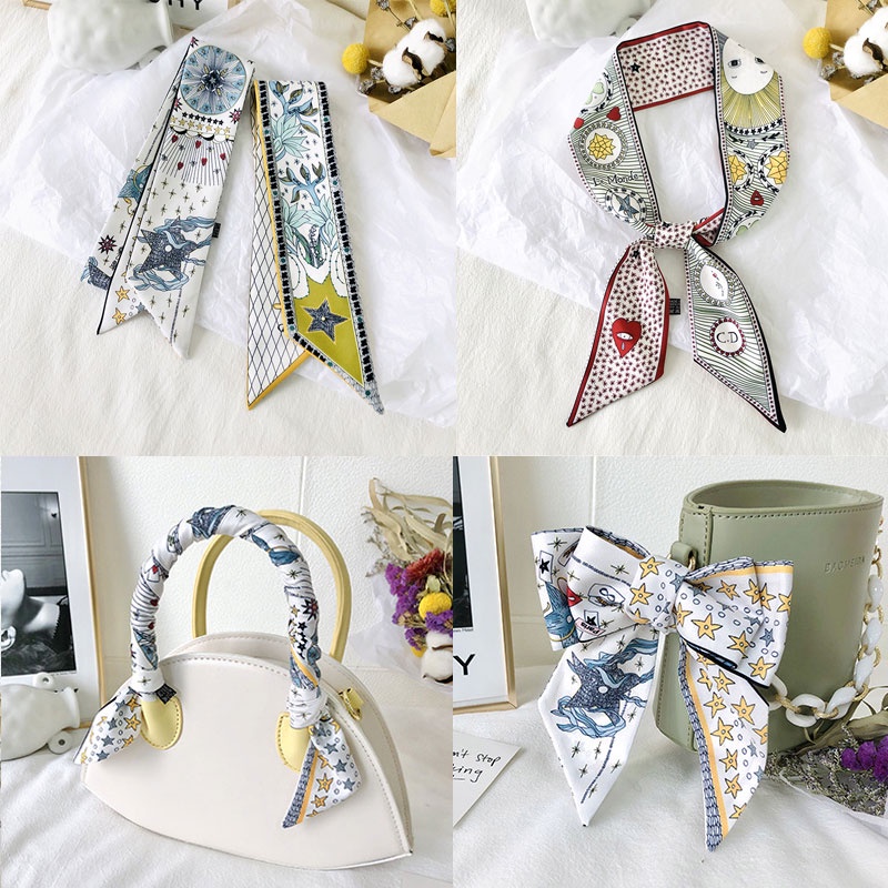 Khăn Quàng Cổ / Túi Xách Bằng Lụa Satin Thắt Nơ Thời Trang