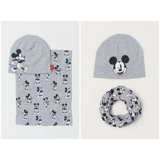 Set khăn mũ mickey xám HM H&M_hàng chính hãng authentic