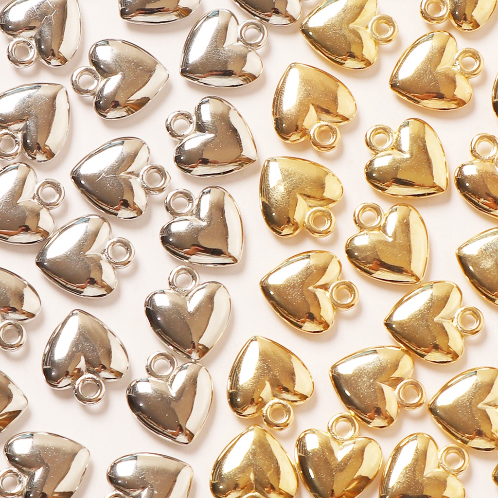 Hạt Charm Hình Trái Tim Bằng Acrylic Màu Sắc KC Gold / Rhodium Dùng Làm Trang Sức Diy