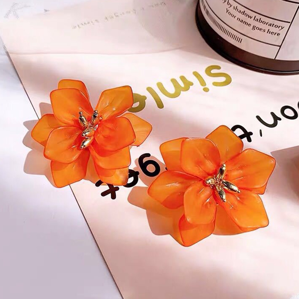 1 Đôi Bông Tai Hình Hoa Bằng Acrylic Phong Cách Vintage Thanh Lịch