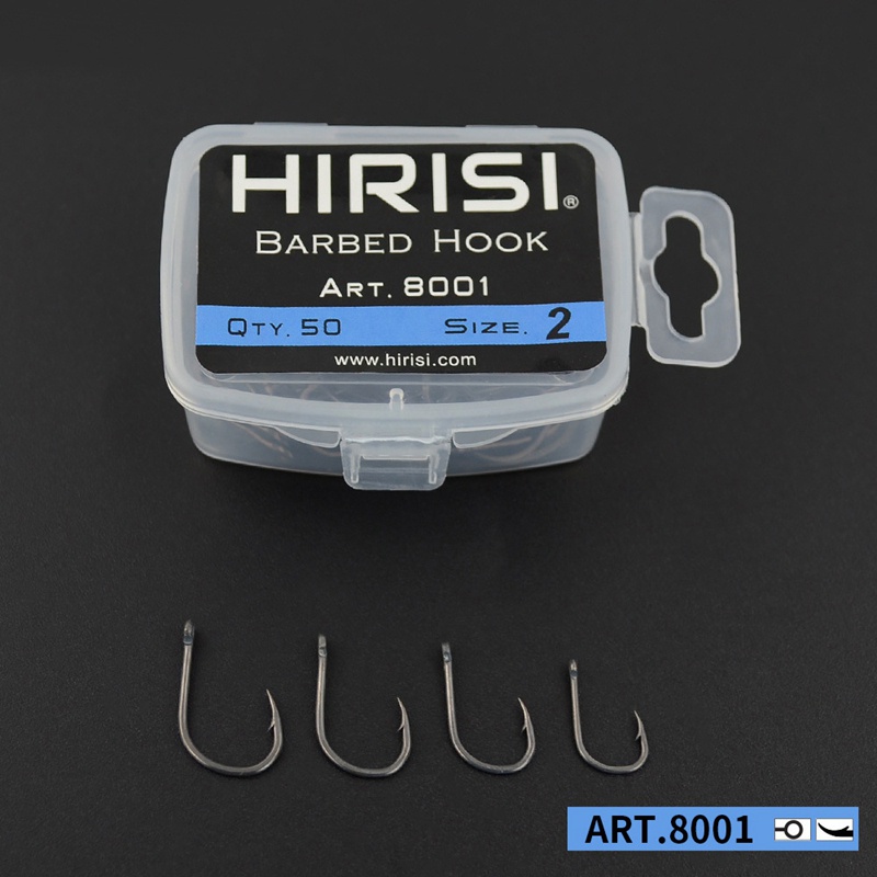 Hirisi Set 50 Lưỡi Câu Cá Phủ Thép carbon 8001