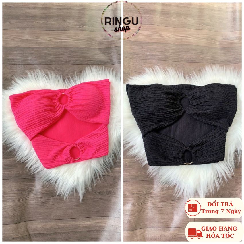 Áo croptop áo ống phối khoen chất vải xốp- Ringu shop