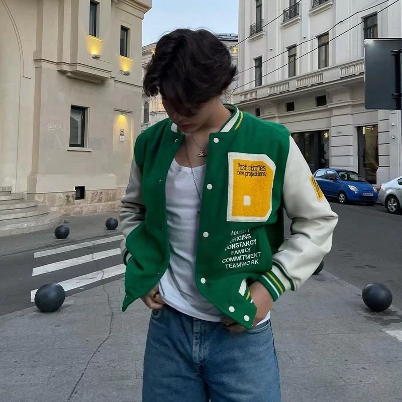 CÓ SẴN - varsity jacket ZR - Áo khoác bóng chày - xanh hoạ tiết siêu đẹp - unisex cho cả nam và nữ - The Mei