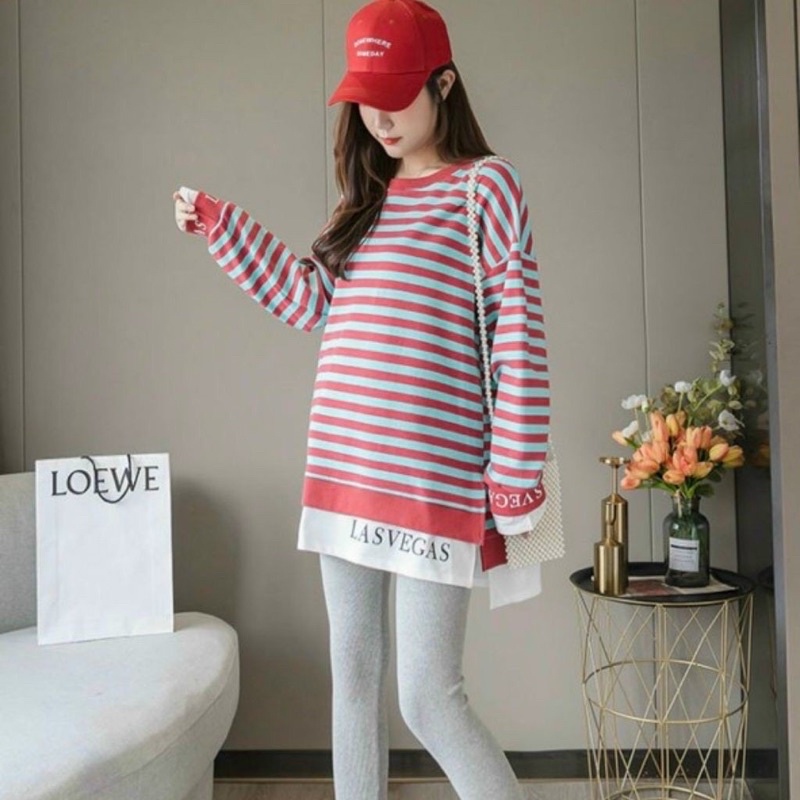 Áo Bầu cotton cao cấp-dài tay thu đông-dáng xẻ tà ☘️dễ mặc phối đồ freesize 43-68kg