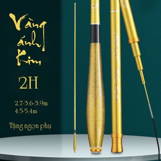Cần câu tay vàng ánh kim 2H siêu dẻo kèm ngọn phụ