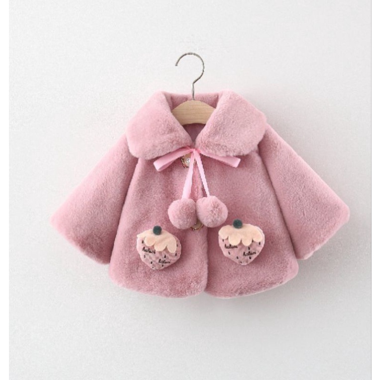 Áo khoác choàng lông dễ thương xinh xắn bé gái