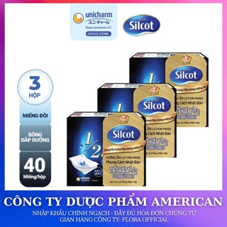 Bộ 3 hộp Bông tẩy trang Silcot đắp dưỡng miếng đôi 40 miếng/hộp