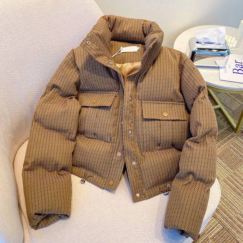 Áo Khoác Phao Đệm Cotton Màu Nâu Phong Cách Mới Mùa Đông Cho Nữ