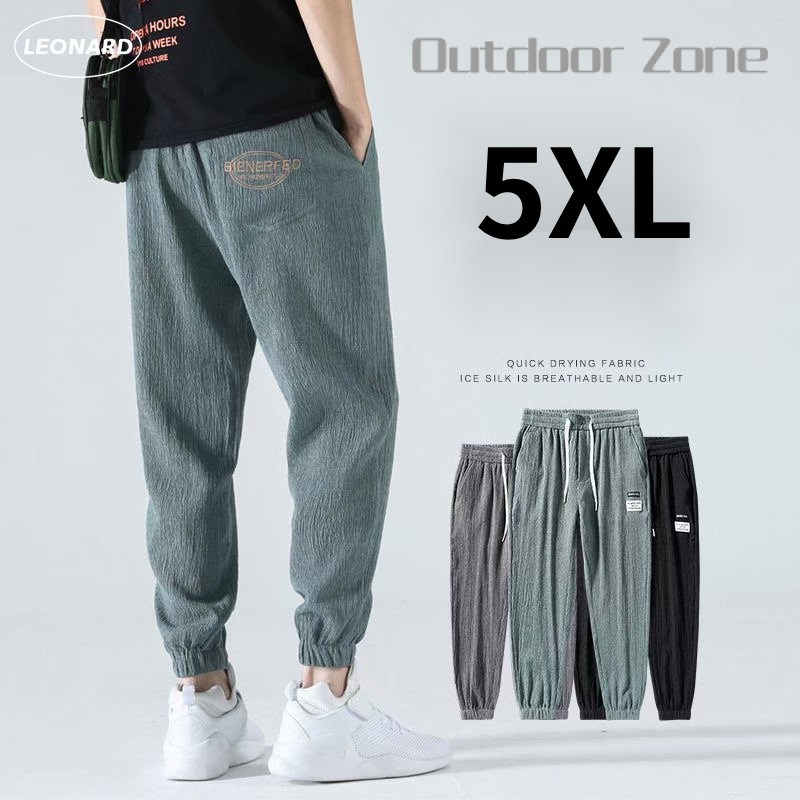 Quần Jogger Bằng Lụa Lạnh Mỏng Cỡ Lớn 5XL Plus Thời Trang Mùa Hè Cho Nam
