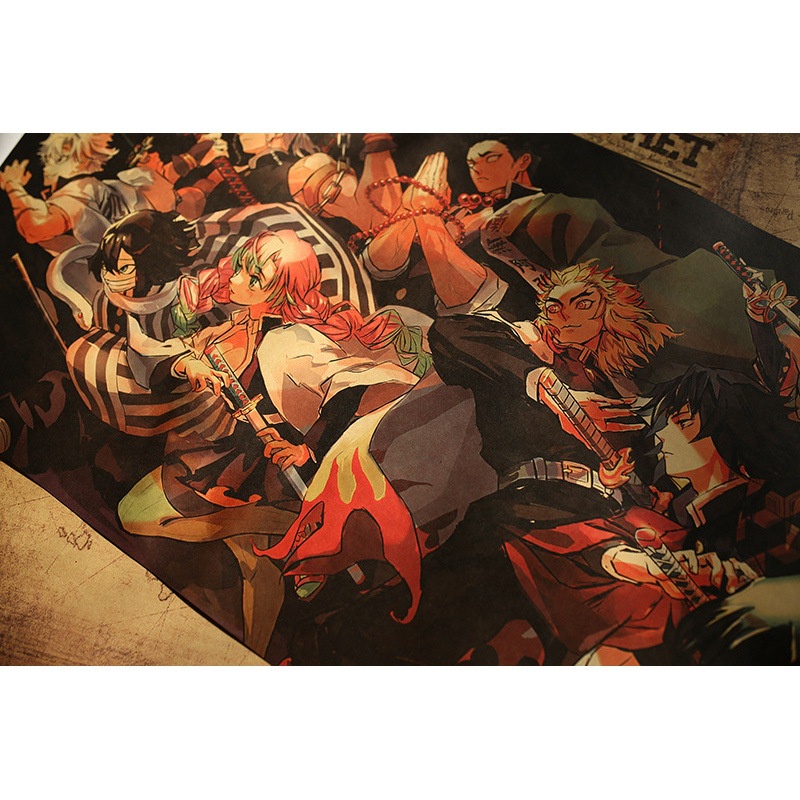 Poster Kimetsu No Yaba 70*40cm Giấy dán tường Anime siêu đẹp