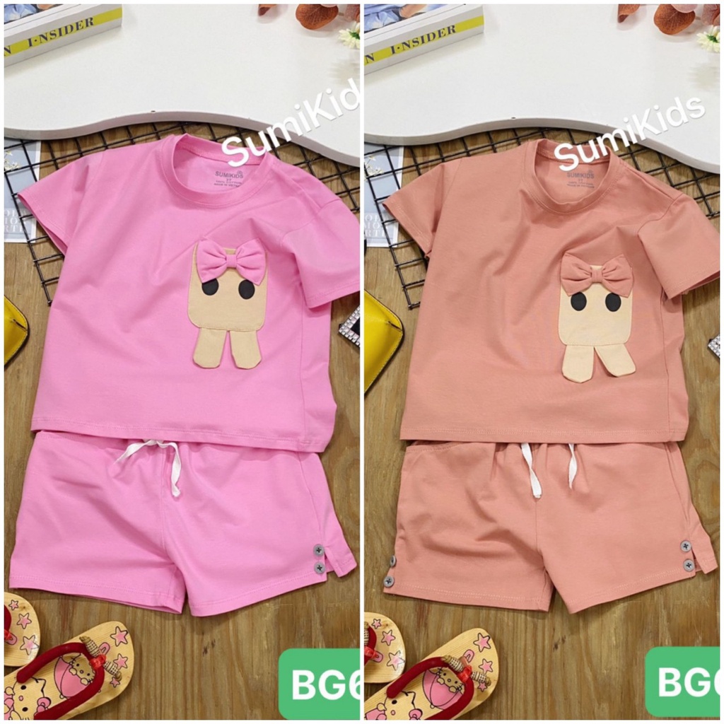 Sumikids Bộ thun bé gái đắp tai vịt cưng 10-40kg