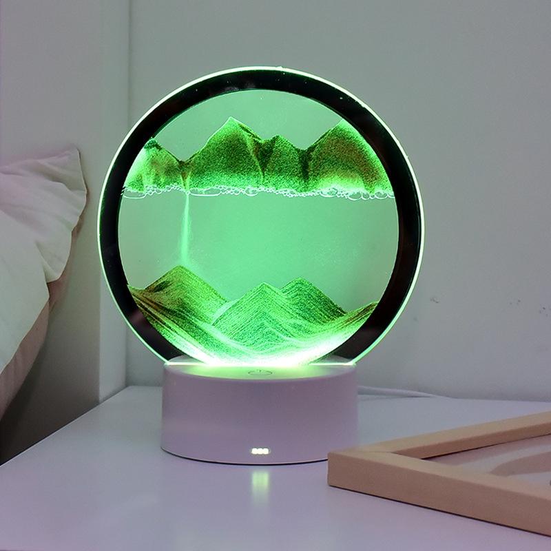 Đèn tranh cát nghệ thuật, đèn ngủ LED 3D chuyển động vô cực decor phòng khách, phòng ngủ