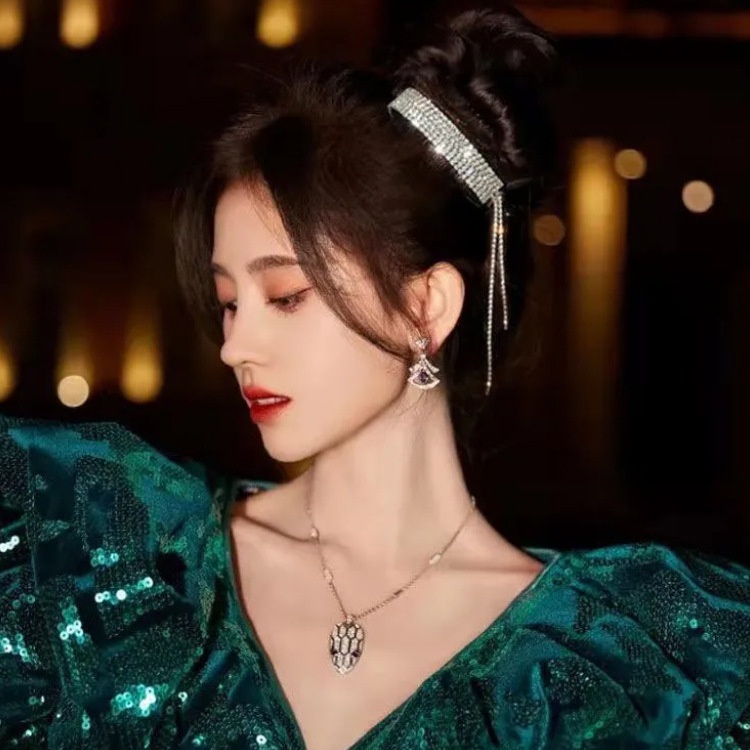 Kẹp Tóc Đuôi Ngựa Đính Đá Lấp Lánh Phong Cách Hàn Quốc Thời Trang Cho Nữ 1 Cái