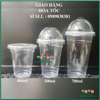 Sỉ cốc nhựa dập màng pp nắp cầu nắp phẳng 360ml 500ml 700ml set 50 cái
