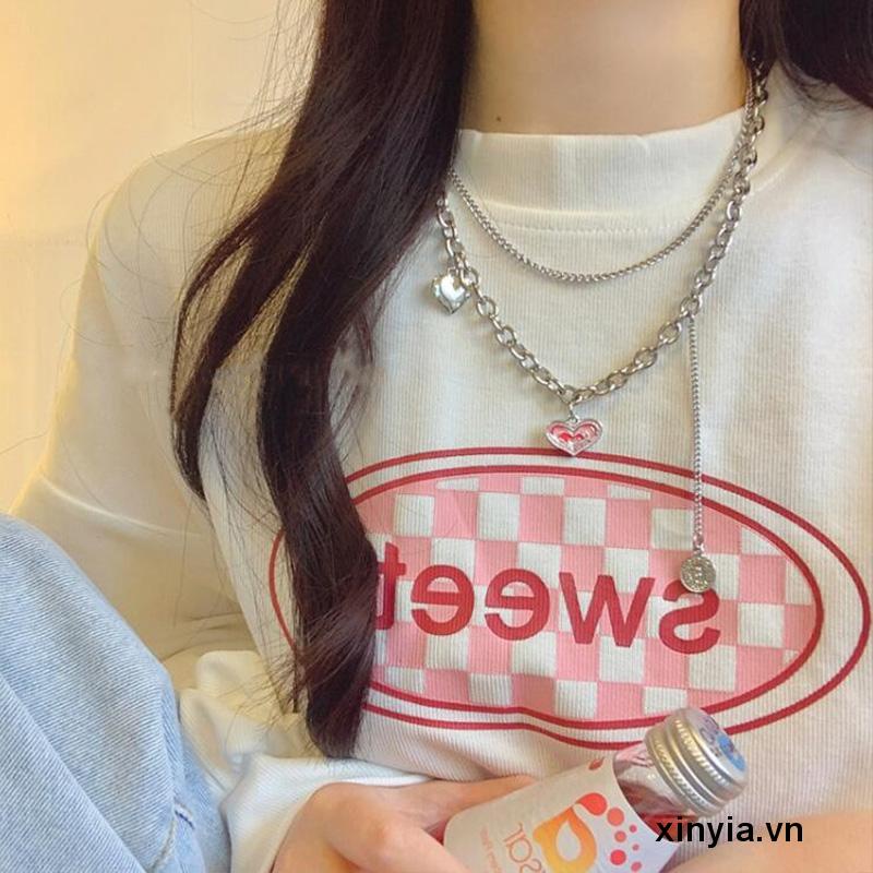 Vòng cổ Mặt Hình Trái Tim Phong Cách Hàn Quốc Thời Trang Cho Nữ