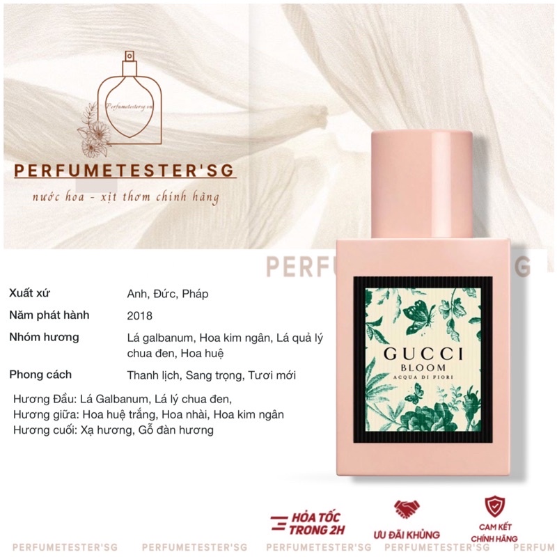 Nước hoa nước hoa Nữ Gucci Bloom Acqua Di Fiori -perfumetester