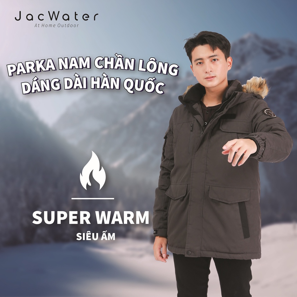 Áo khoác parka trần bông dáng dài nam,phao đại hàn thời trang Hàn Quốc JACWATER V1350