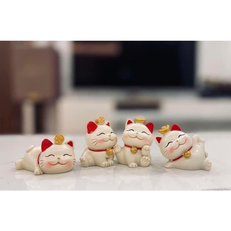 Sét 4 tượng mèo thần tài trang trí cực đẹp