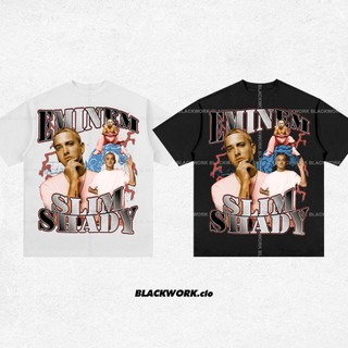 Áo Thun Rapper Eminem Slim Shady Tay Lỡ Unisex - Đen/Trắng Cổ Tròn | Blackwork