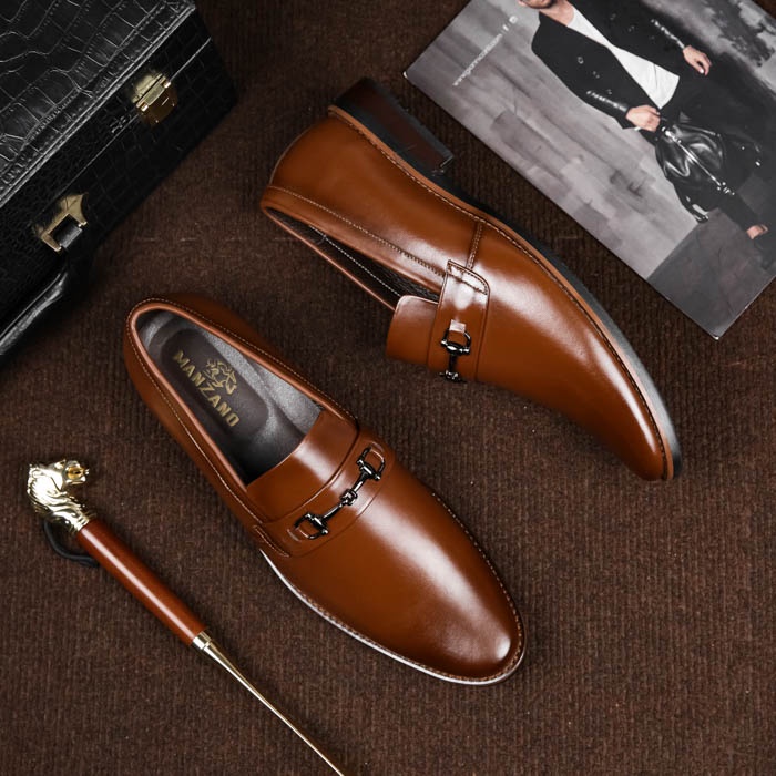 Giày nam đẹp da thật Manzano kiểu lười cho quý ông công sở M66631