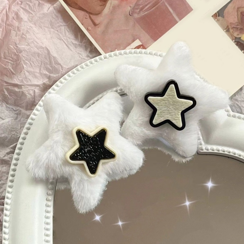 Kẹp Tóc Hình Ngôi Sao Phối Lông Nhung Dễ Thương Xinh Xắn Cho Nữ