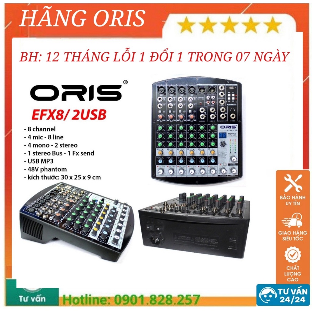 Mixer karaoke 8 kênh oris EFX8-2 USB hàng chính hãng, giúp nhận diện và xử lý âm thanh 1 cách chuyên nghiệp