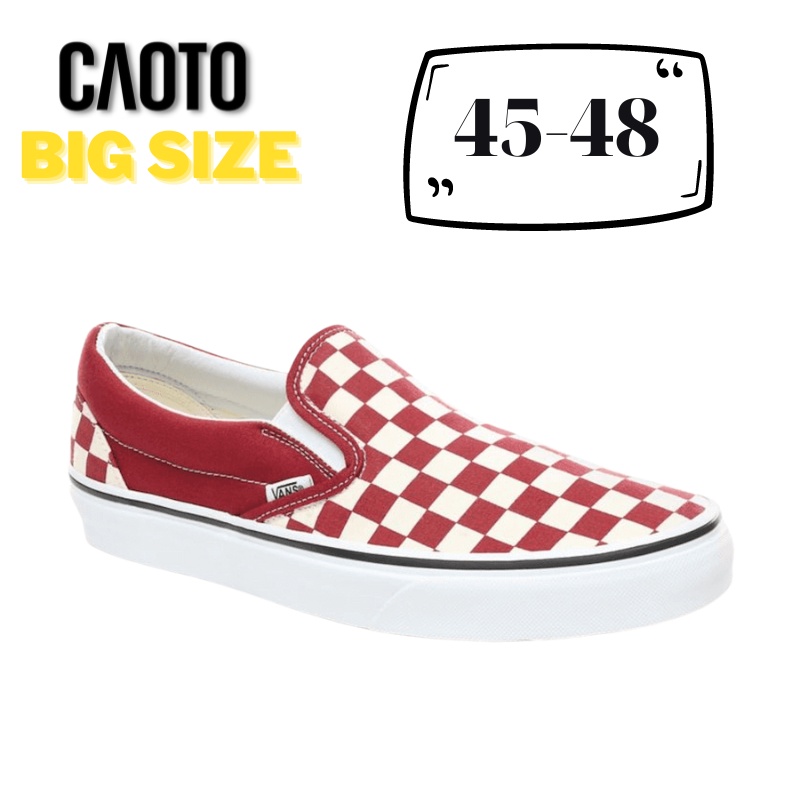 Giày Sneaker Vans Checkerboard White&Red Slip On Size Nam Big- Giày Sneaker Size Nam Big 45 46 47 48