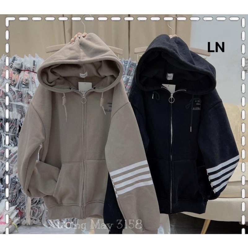 Áo khoác nỉ 4 vạch tay BALE mũ 2 lớp TH6