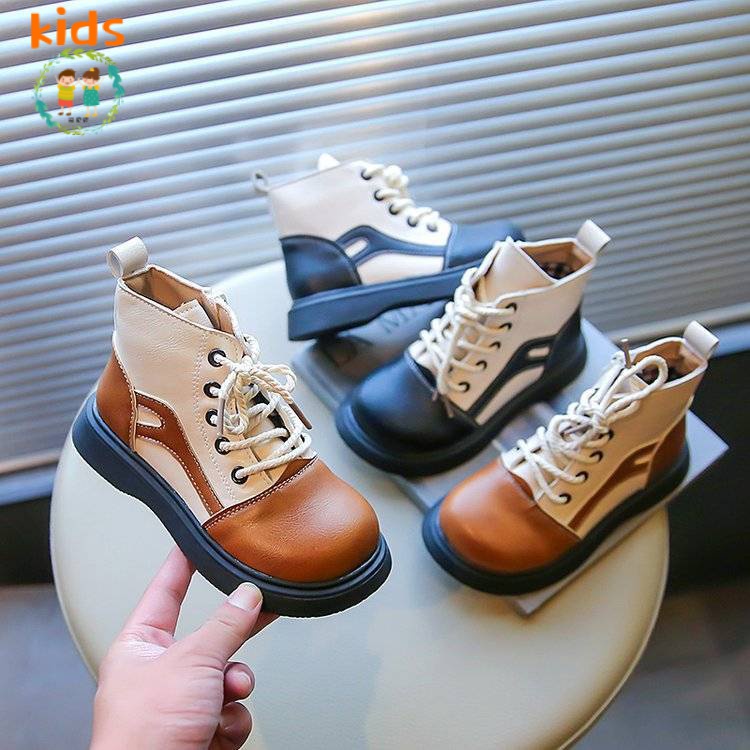 Giày Bốt Martin Cổ Thấp Có Khóa Kéo Thời Trang Mùa Thu Kiểu Mới Cho Bé Trai Tiểu Học (Size 26-36) 3-5 - 8-10 - 12-13 Tuổi