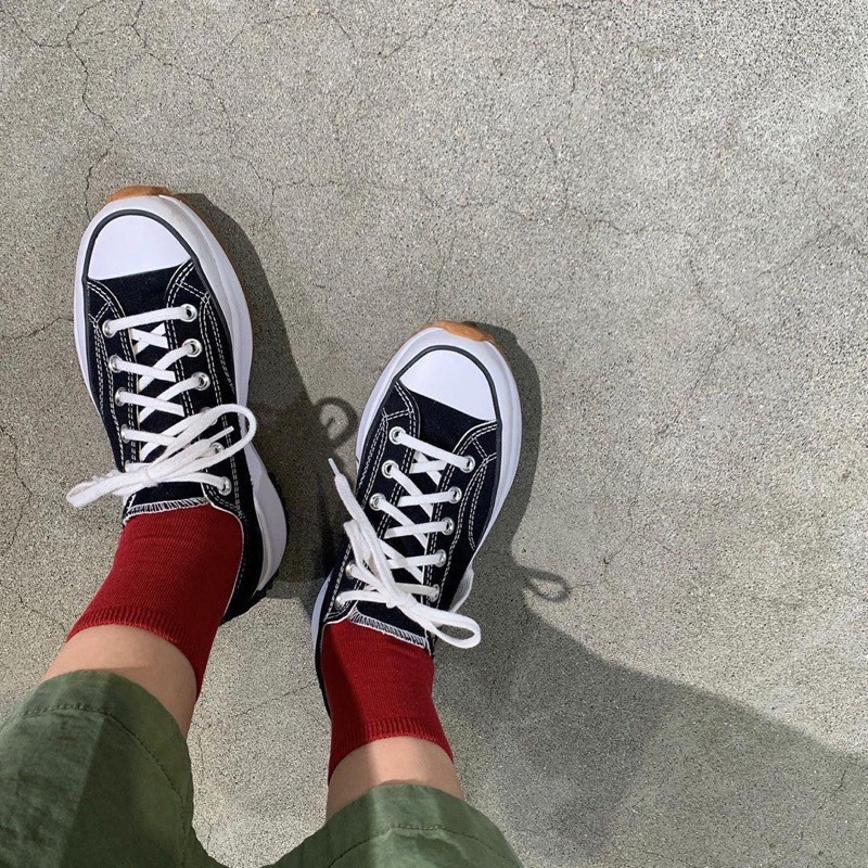 Run Star Hike Black Low Top / Giày Converse Thể Thao Đế Cao 168816C