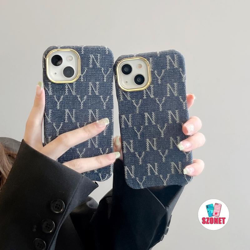 Ốp Điện Thoại Vải Denim Họa Tiết New York Sang Trọng Cho iPhone 14 13 12 Pro Max