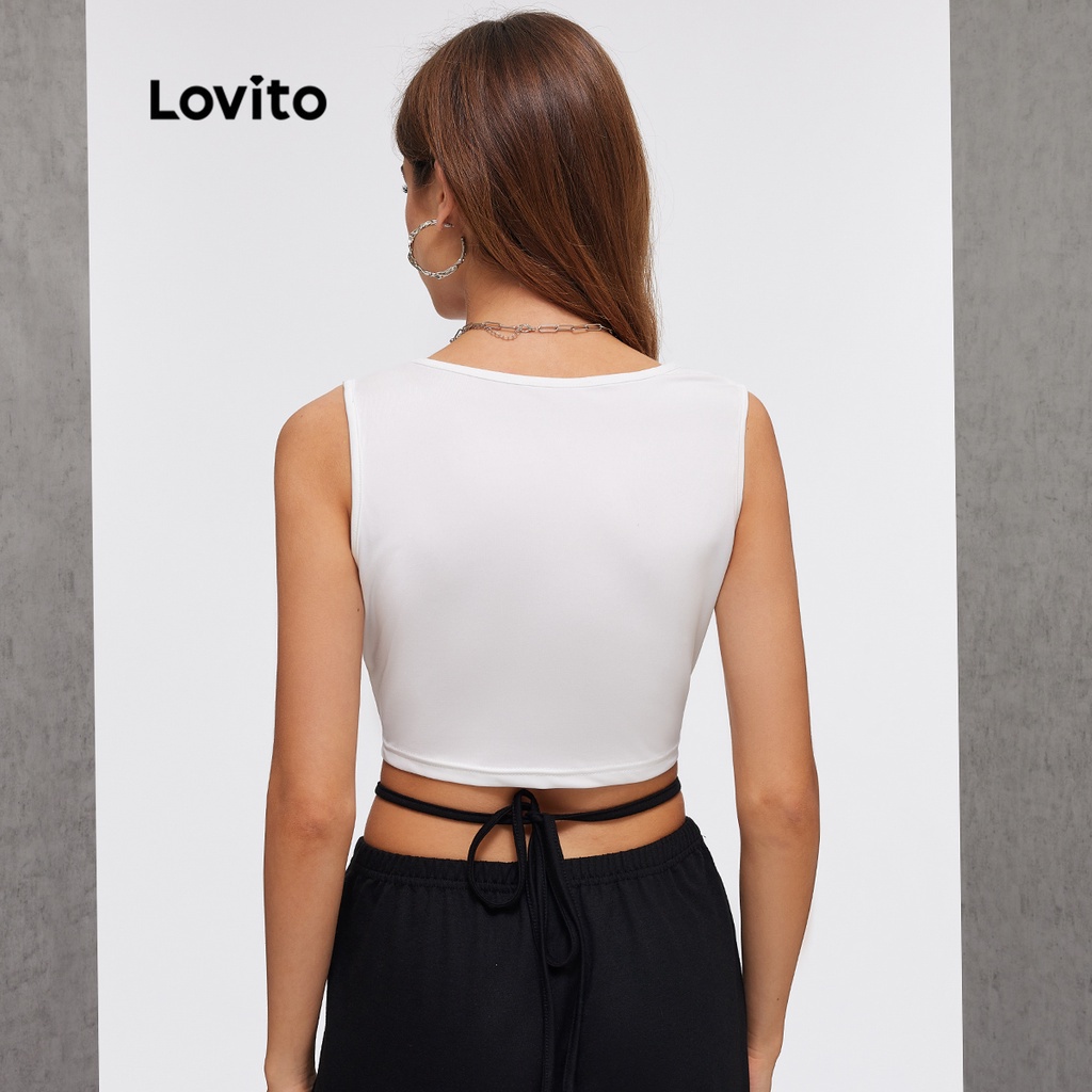 Áo thun Lovito L20D1088 in hình cơ bản (màu trắng)