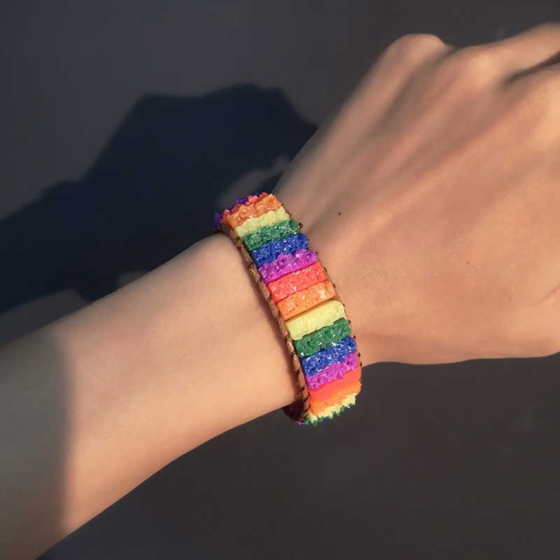 Flgo Vòng Tay Da Đính Đá Pha Lê 2 Sợi Tự Nhiên Cho Nữ