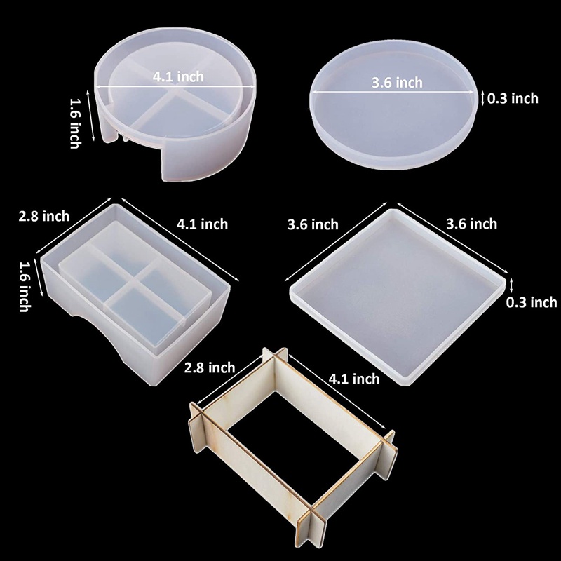 Bộ Khuôn Silicone Làm Đế Lót Ly + 2 Khuôn Bằng Nhựa Resin