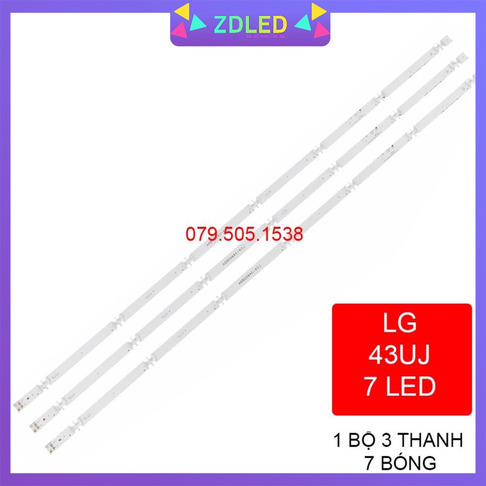 Thanh LED Tivi LG 43UJ 7LED - Lắp zin tivi LG 43UJ632 - 1 bộ 3 thanh giống nhau - LED MỚI 100% nhà máy