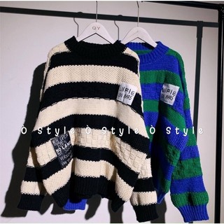 Áo len gạo sweater kẻ ngang form rộng