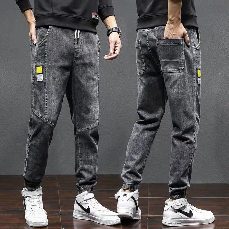 Slimfit Quần Jean Dài Dáng Rộng Lưng Thun Thời Trang Thu Đông Cho Nam