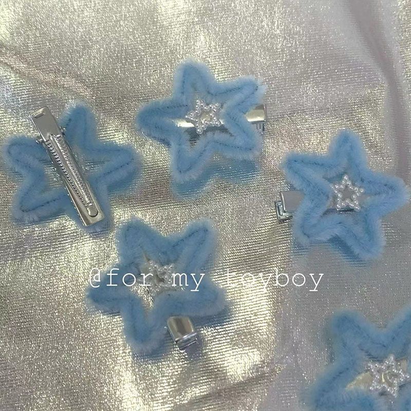 Kẹp Tóc Hình Ngôi Sao Năm Cánh Màu Xanh Dương Xinh Xắn Dễ Thương Thời Trang Thu Đông Cho Nữ