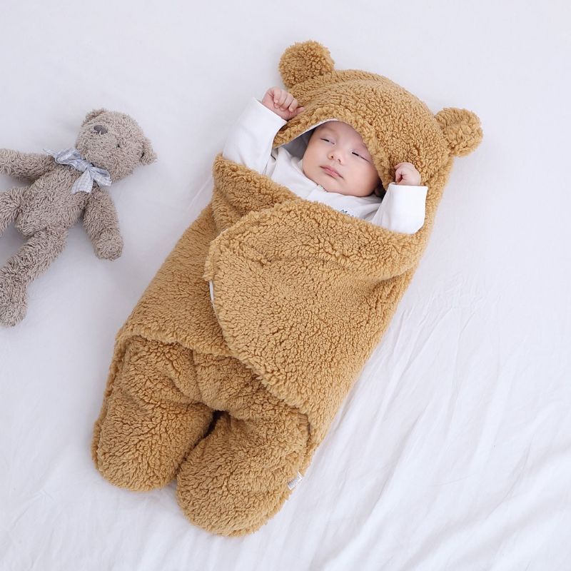 Chăn Ủ Sơ Sinh Lông Cừu Hình Thú Đáng Yêu Và Ấm Áp Cho Bé Vào Mùa Đông Giữ Nhiệt Tốt Siêu Mềm Mại